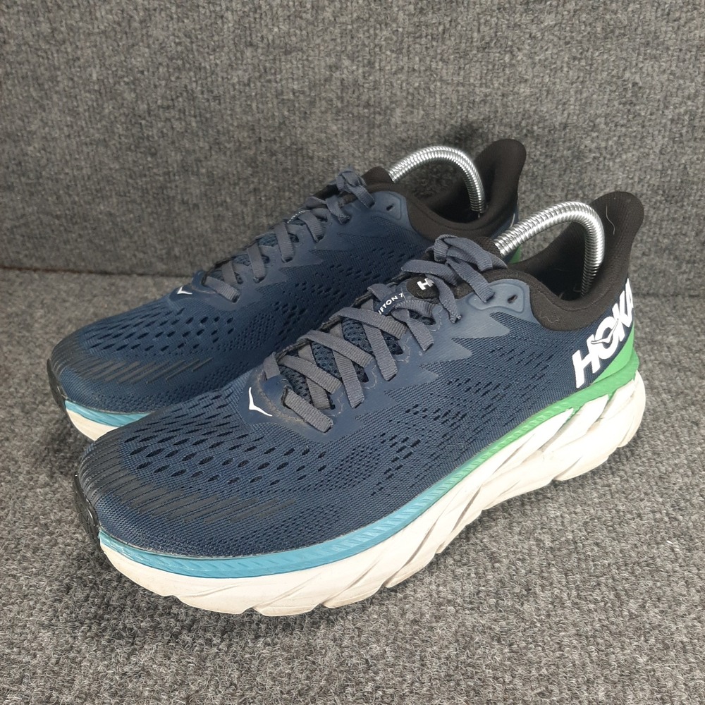 Hoka One One Running Shoes Clifton 7 1110508 MOAN 9.5 Blue Green Mens Sneakers